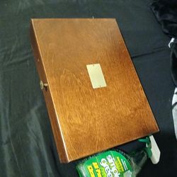 Vintage Wooden Case With Red Velvet Cloth Inside 