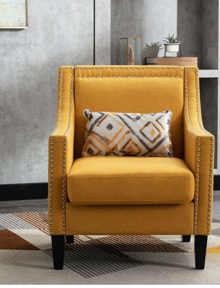 2 Accent Chairs Set In Mustard Color