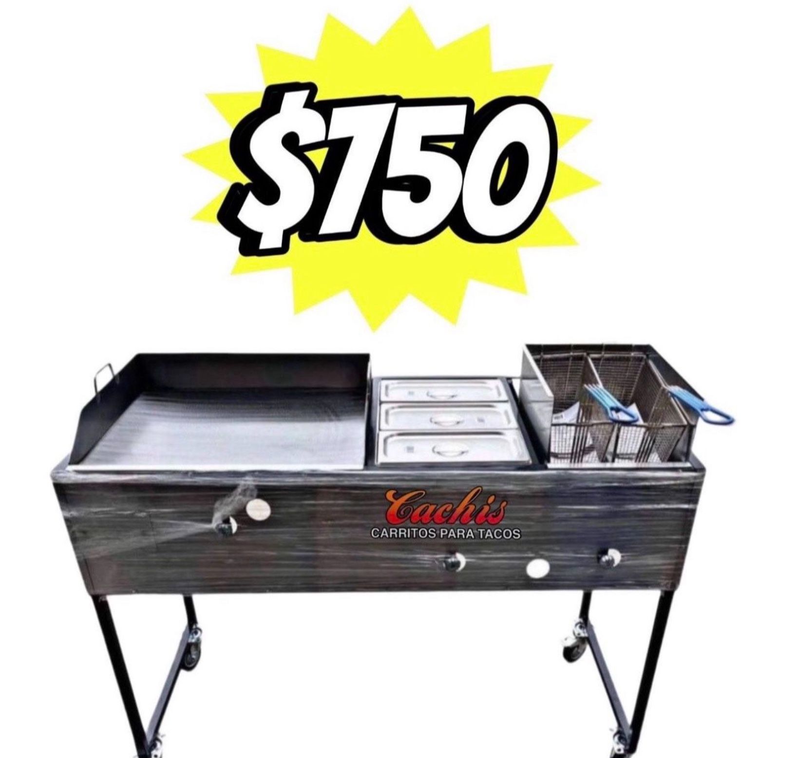 24" Griddle With 3 Warming Trays And Deep Fryer | Includes Hose With Regulator And 2 Baskets