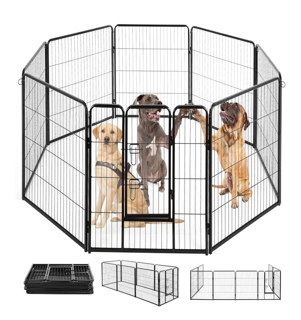Dog Playpen | 30 Inch, 8 Panels | Heavy Duty Metal Pet Exercise Pen | Indoor Outdoor Fence Panels |