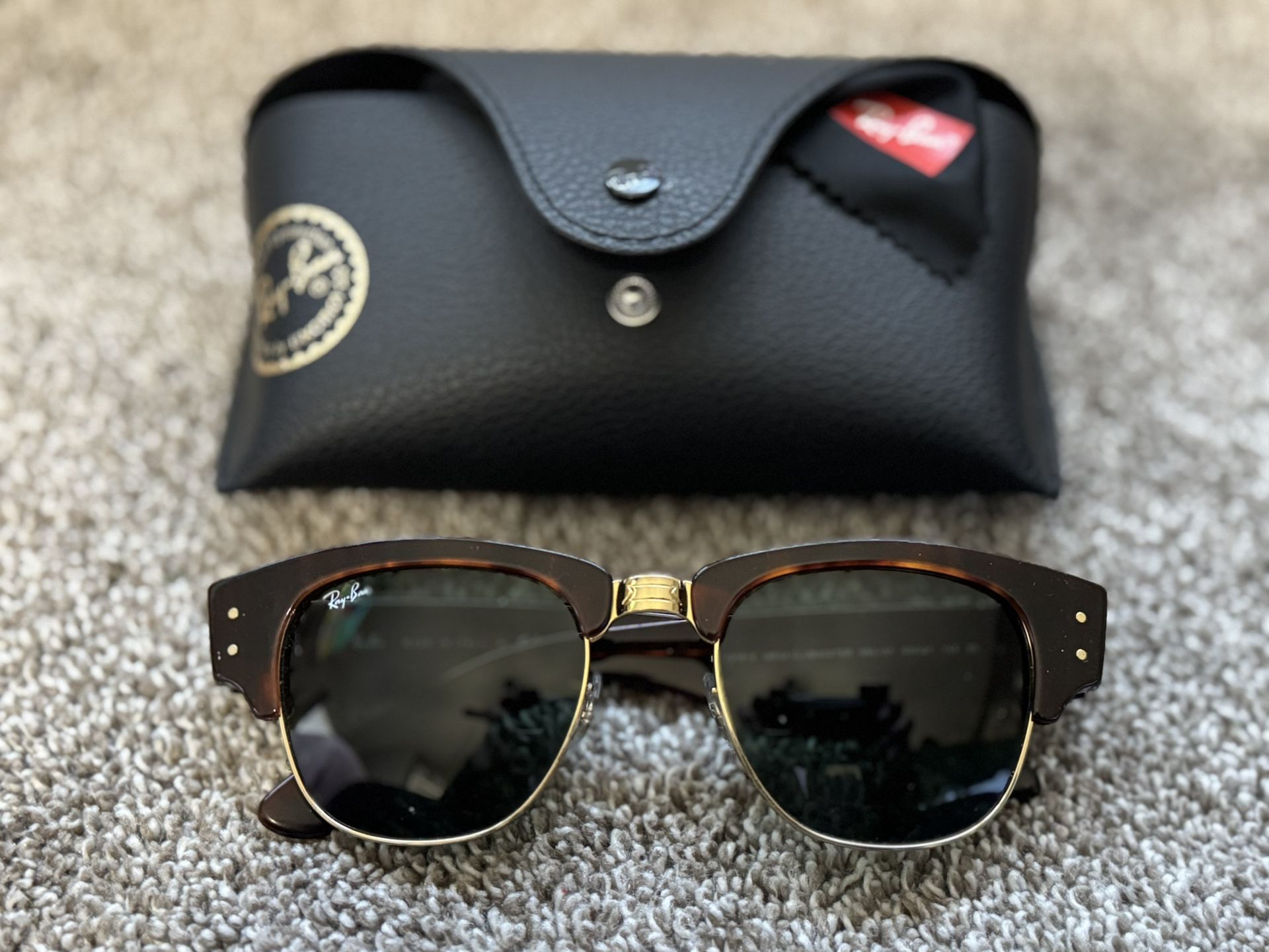 RAY BAN RB0316S 990 31 Tortoise Green Mega Clubmaster Unisex 53 mm Sunglasses