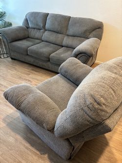 Gray Fabric Sofa and Loveseat Set