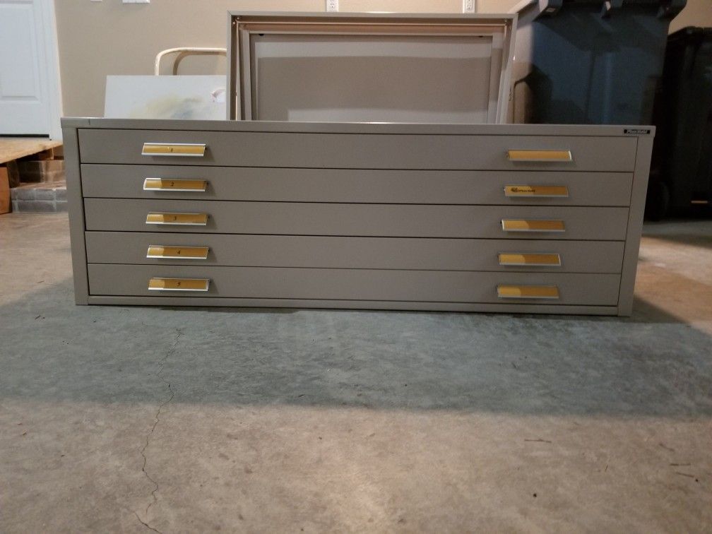 Safeco (2) 5 Drawer Steel Flat File Cabinets