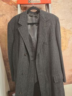 Brooks Brothers 346 Gray Herringbone Wool Overcoat