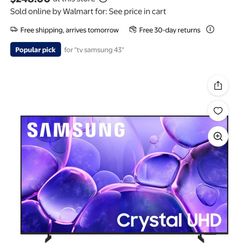2025 43” Samsung Crystal Uhd Tv.