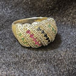 Ruby/sapphire /emerald Sterling Silver Ring
