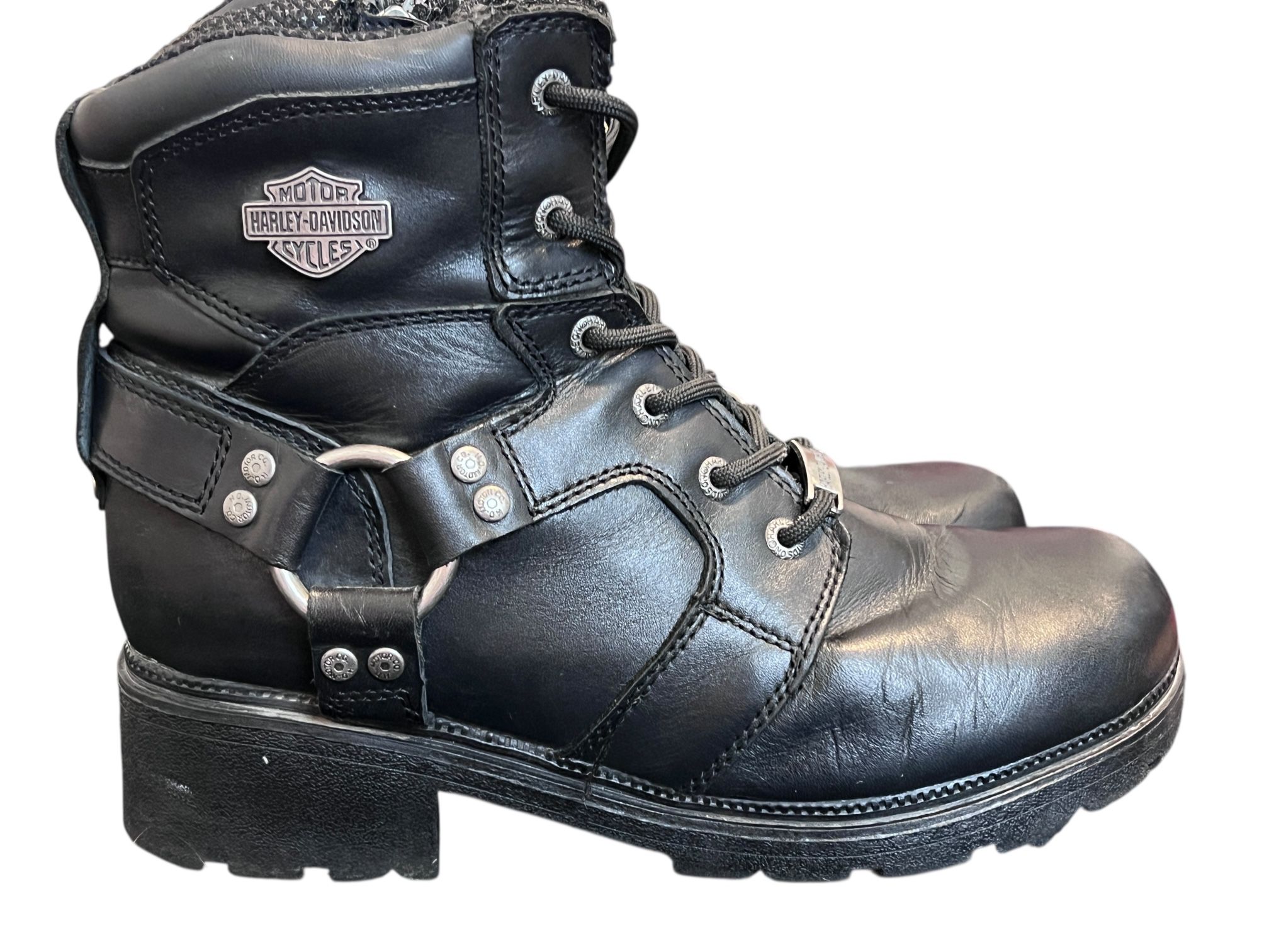 Harley Davidson Women's Jocelyn Black Leather Motorcycle Boots D83775 Size 9M
