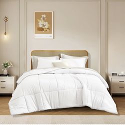 Grey Comforter Set 3 Pieces Full Size,1 Comforter and 2 Pillowcases,Full Size Box Stitched Premium Microfiber Lightweight Breathable Bed Sets All Seas