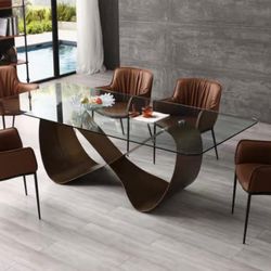 MODERN LUXURY DINING SET – GLASS TABLE + 6 CHAIRS (TIFFANY COLLECTION) - delivery is negotiable