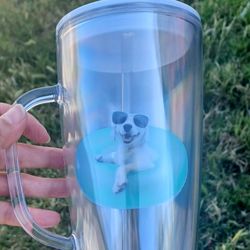 Mother's Day / Día De Las Madres Tumbler - White Dog With Sunglasses 