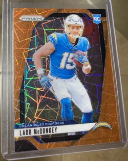 2024 Panini Prizm Orange Lazer Prizm #365 Ladd McConkey Rookie RC Chargers Card. Beautiful NFL football card . Ready to grade PSA 9 or 10? .
