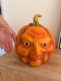 Halloween Decorative Pumpkin with Face Sculpture