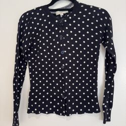 Ann Taylor LOFT Cotton Dotted Signature Cardigan Size XXSmall Petite. Classic
