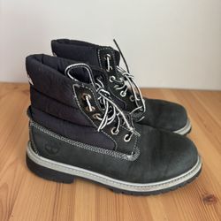 Timberland Boots Boys Kids Black Suede Lace Up Leather Work Boots Size 2.5