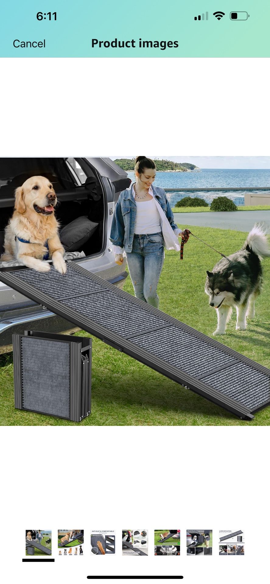 Dog Ramp for Car, 63" Long & 17" Wide Folding Portable Pet Stair Ramp with Non-Slip Rug Surface, Extra Wide Dog Steps for Medium & Large Dogs Up to 25