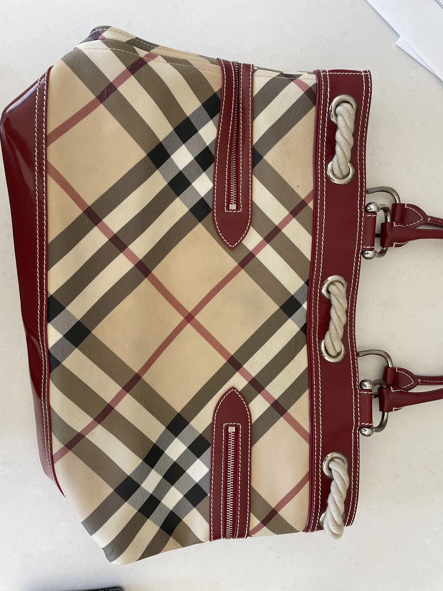 RARE Burberry Bag, Red & Plaid Color Slightly Used Great Deal