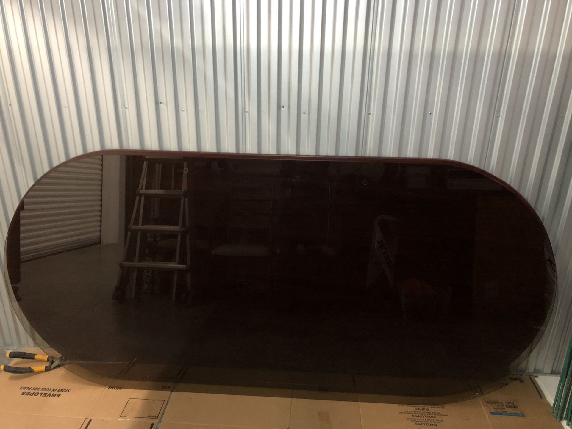 Oval Conference Table Top Wood And Glass 95” long and 45” wide