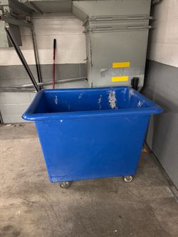 Blue 12-Bushel Industrial Poly Utility Cart
