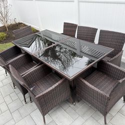 Outdoor patio table set 8 chairs
