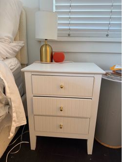 White nightstand and lamp