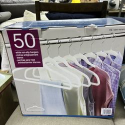 50 White Non-Slip Hangers