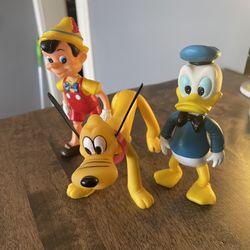 Vintage Walt Disney Donald Duck / Pinocchio / Pluto Figurines