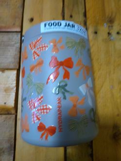 25 oz Multi-color Bows Light Beige Hydrapeak Food Jar NWT