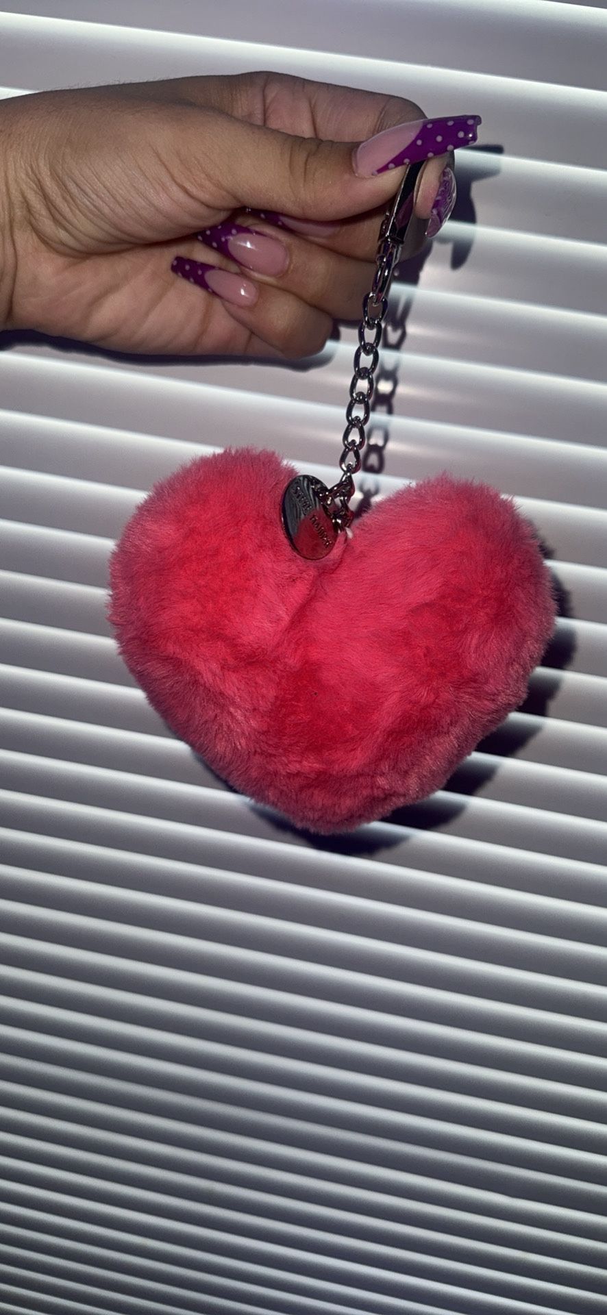 Pink Steve Madden Fluffy Heart Purse Charm