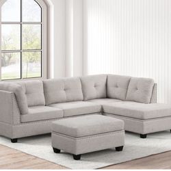 Sienna Stone Sectional with Ottoman ( sectional couch sofa loveseat options