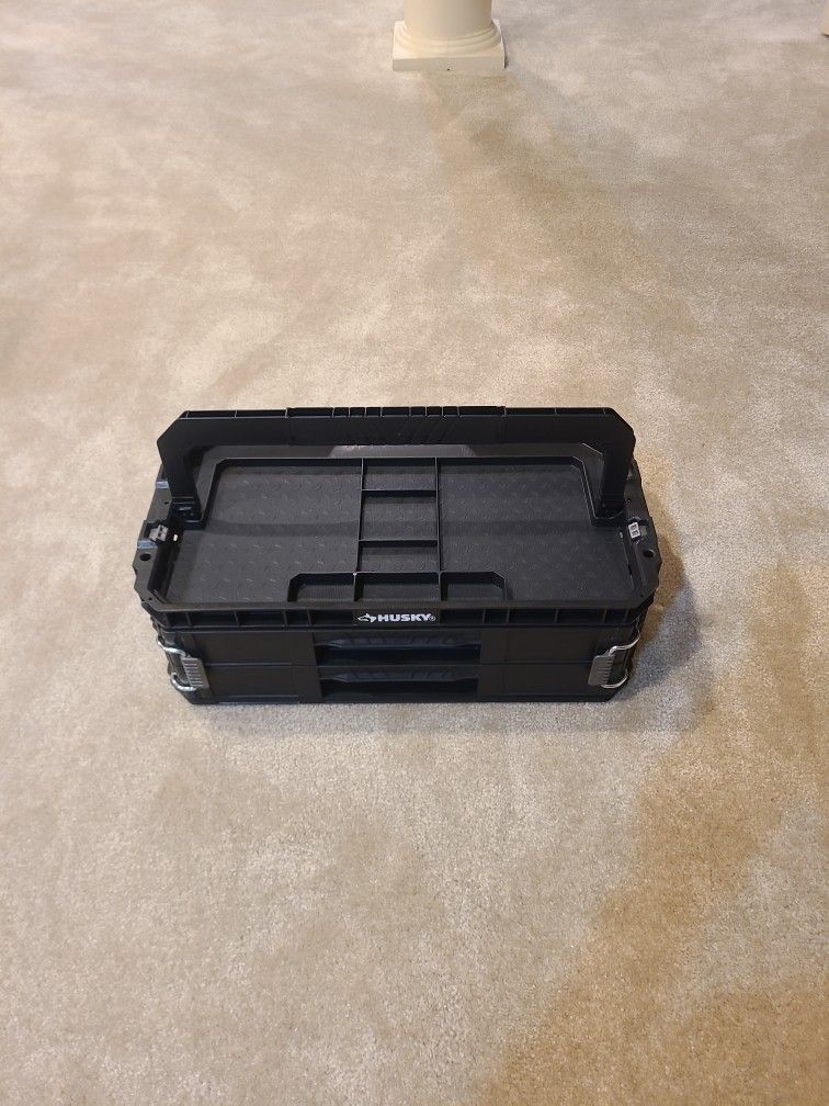 Husky 22in Connect Stackable Portable 2 Drawer 13 Compartment Small Tools and Parts Organizer