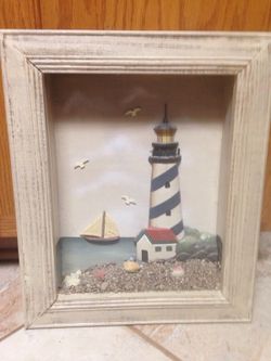 Lighthouse wood picture frame 3D 16x13