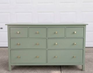 Refinished Sage Green 8-Drawer Dresser w/ Brushed Gold Knobs (Free Delivery)