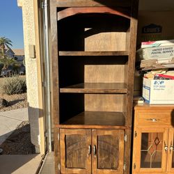 2 Large Bookcases And Rolling Wooden Coffee Table With Storage