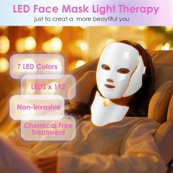 Red-Light-Therapy-for-Face, Led Face Mask Light Therapy, 7-1 Colors LED Facial Skin Care Mask (White