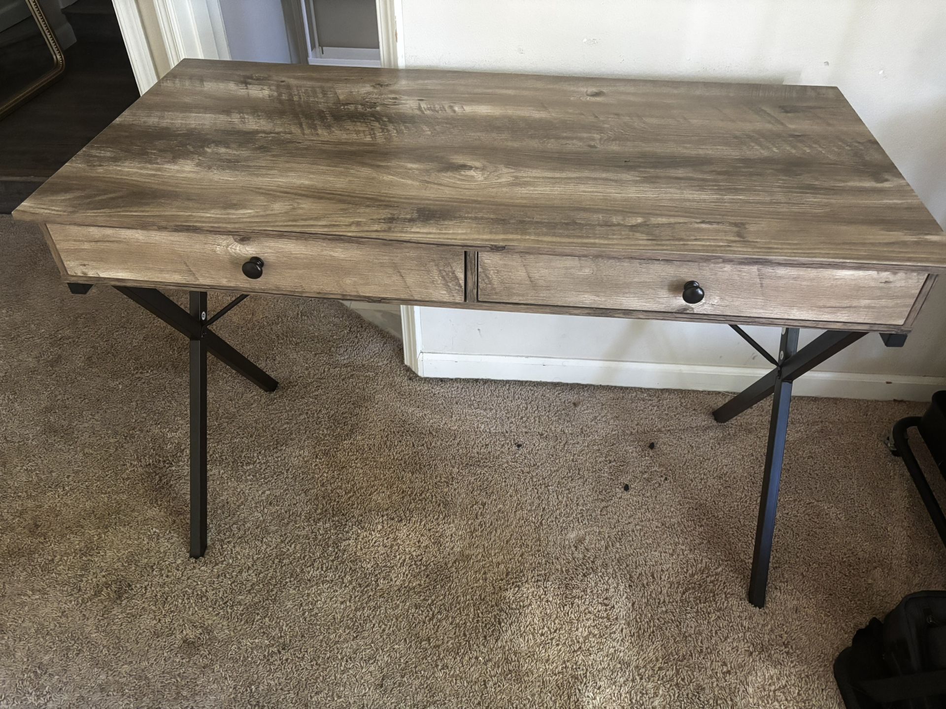 Wooden Desk With Metal Legs