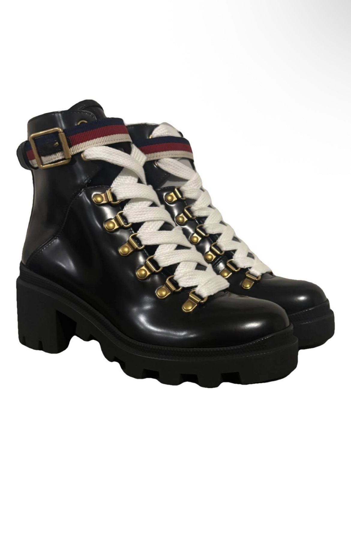 Women's Gucci Sylvie lace up leather boots size 35.5