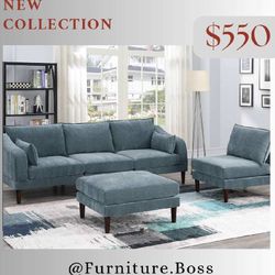 3pc Sofa Set Living Room Furniture - Sofa + Ottoman + Chair $550