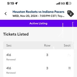 Houston Rockets Vs Indian Pacers