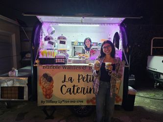 Boba Tea and Bubble Waffle With Ice Cream