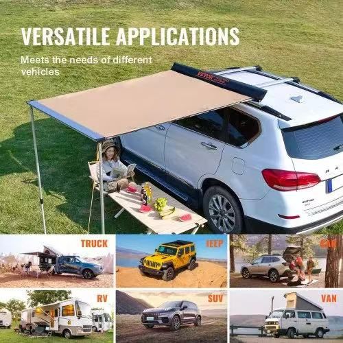 Car Side Awning, Large 6.6' x 8.2' Shade Coverage Vehicle Awning, PU3000mm UV50+ Retractable Car Awning with Waterproof Storage Bag, Height Adjustable
