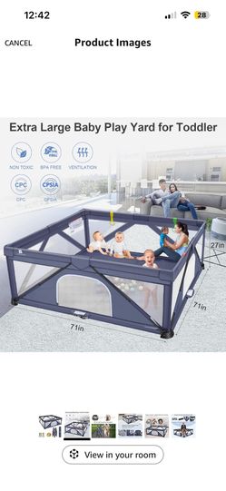 Foldable Baby Gate Playpen, 71"x71"(35 sq. ft Space), Extra Large Playards for Toddler, Indoor & Outdoor, Kids Activity Center, Suitable for Home Trav