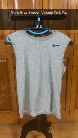 Mens Gray Swoosh Vintage Tank Top Size S