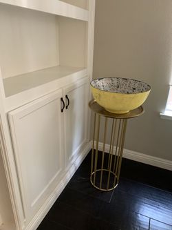 Golden Stand With Big Yellow Hand Painted Bowl