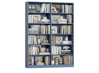 Bookshelf and Bookcase, 6-Tier Double Wide Bookshelves