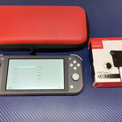Nintendo Switch Lite Handheld Console Gray w/Charger and Case 