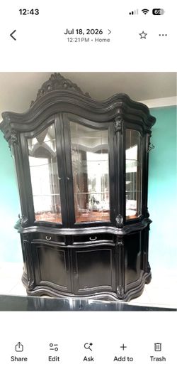 Authentic Italian solid wood china cabinet