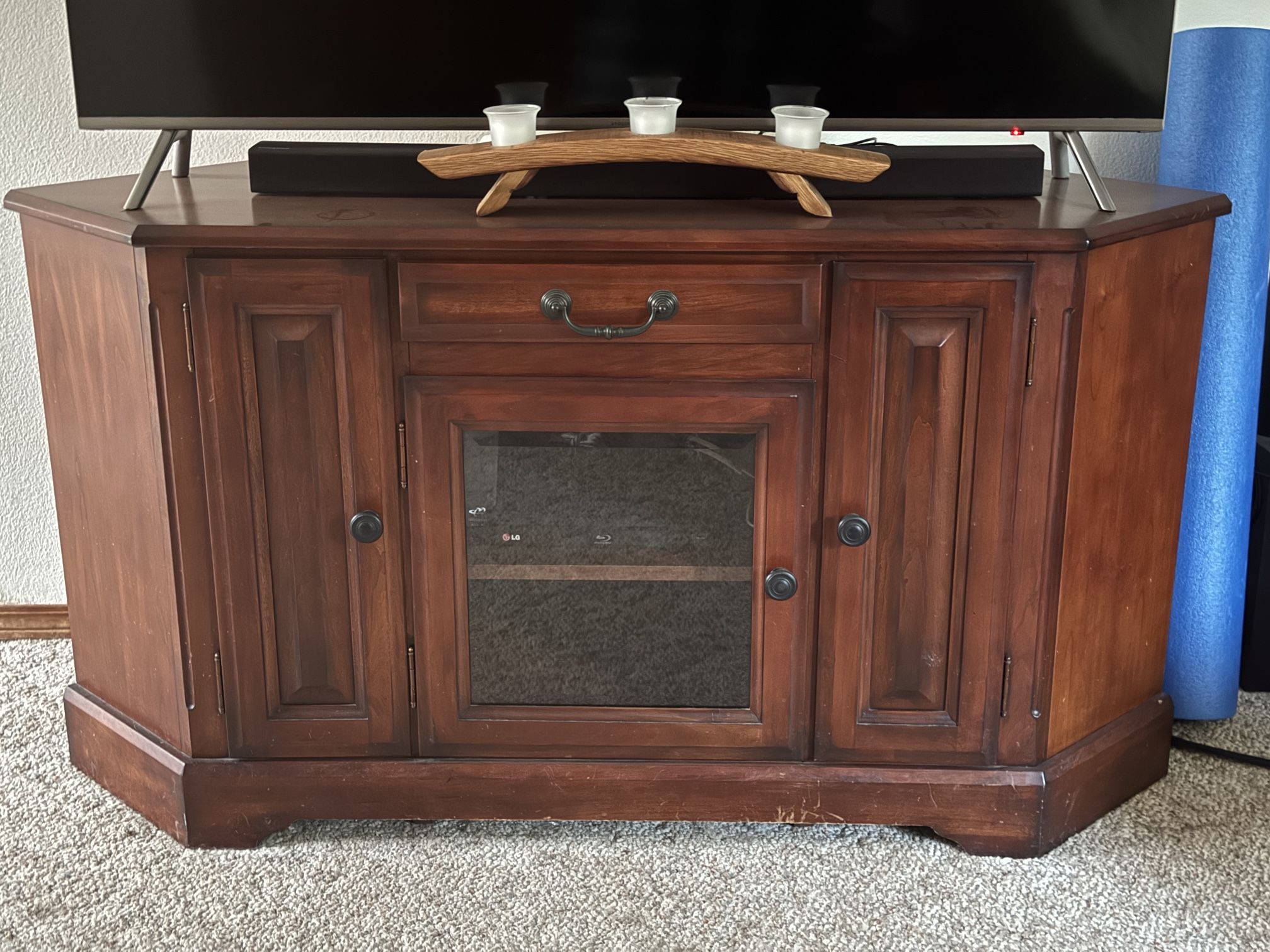 TV Cabinet With Glass Doors And Storage