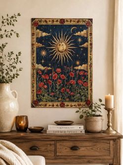 Celestial Sun & Wildflower Wall Art 24" x 16"