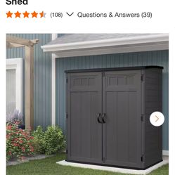 < Suncast 70.5 in. x 44.25 in. x 77.5 in. Extra Large Plastic Vertical Shed
