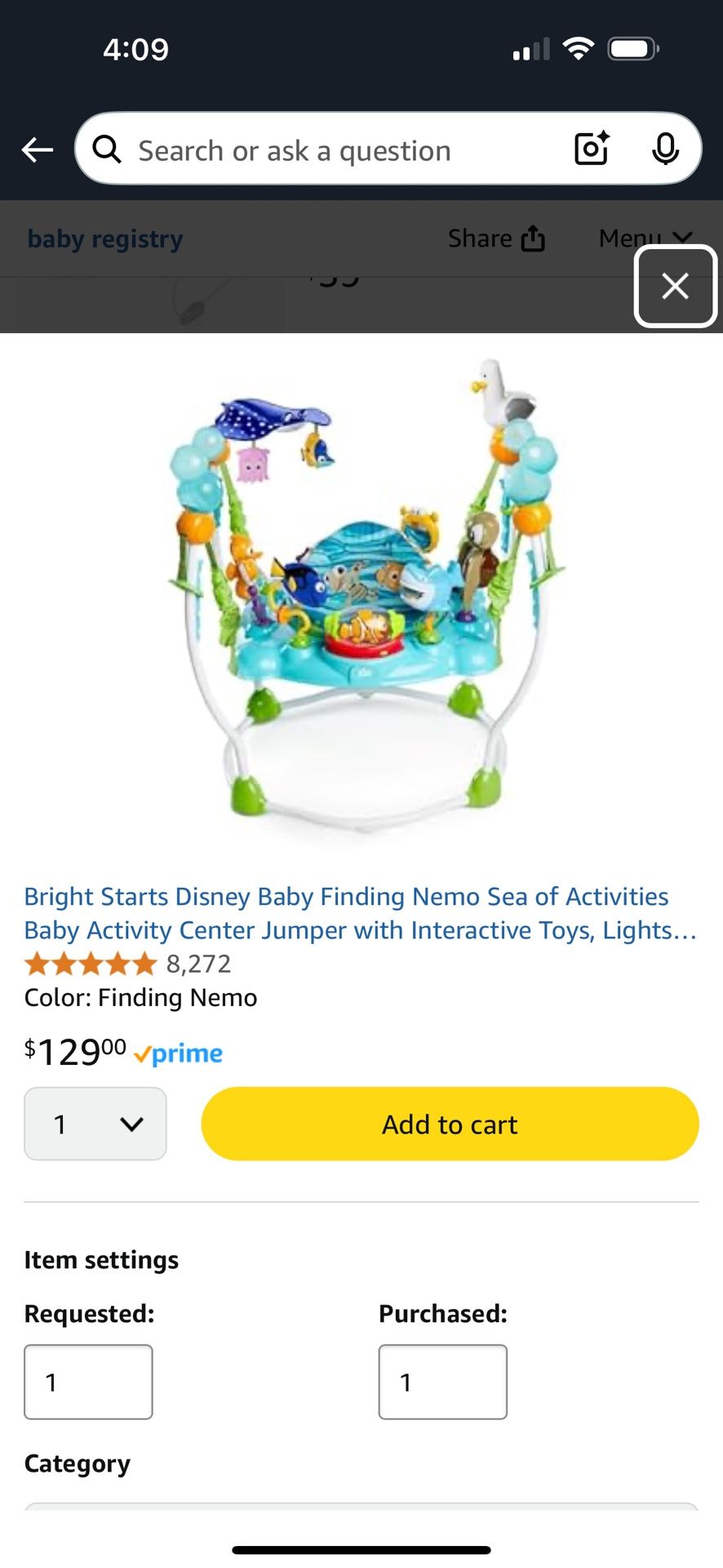 Bright Starts Disney Finding Nemo Activity Center / Jumper